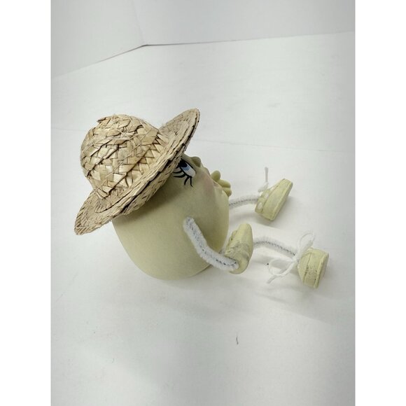 Anthropomorphic Yellow Egg Shelf Sitter Ceramic Vintage Easter Spring Decor 4” - Picture 7 of 9